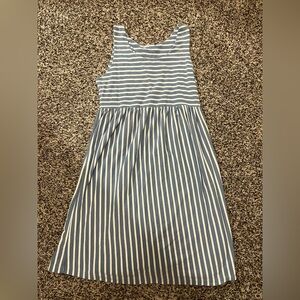 Blue and White Striped Sleeveless Maternity Dress